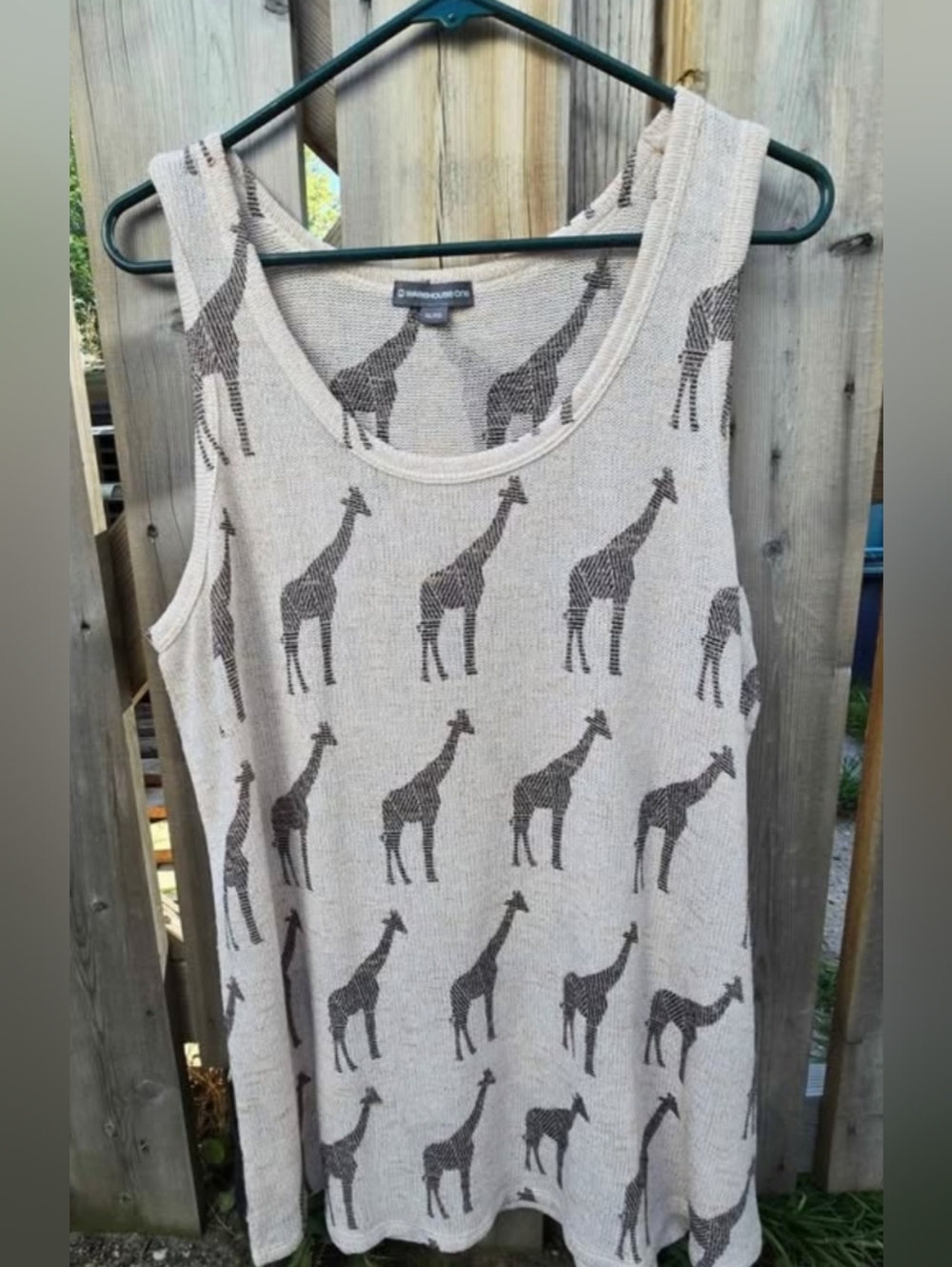 Cream Giraffe Print Tank Top